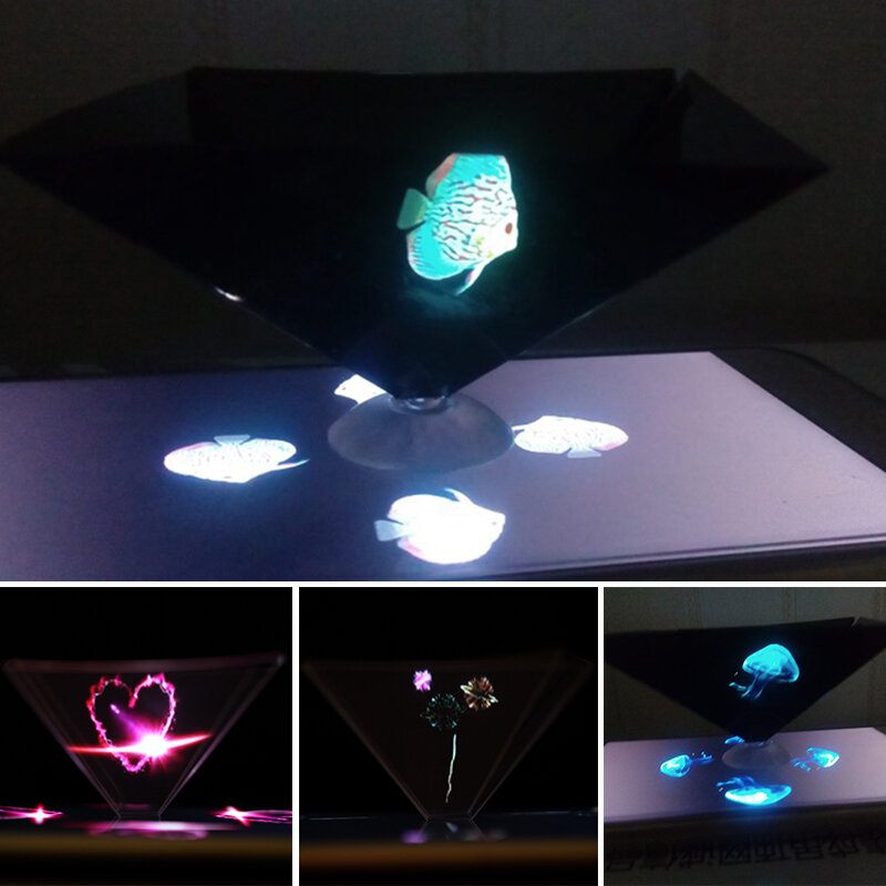 1pc Mini 3D Projector Phone Holder Hologram Pyramid Display Video Stand Universal Material Mobile Phone Accessories