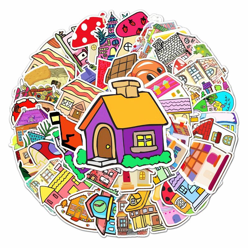 10/30/50PCS Nette Cartoon Haus Modell Aufkleber Zimmer Anime DIY Bike Reise Gepäck Laptop Graffiti Decals aufkleber Kind Spielzeug Aufkleber F5