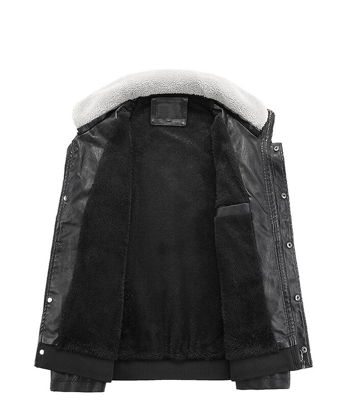남성용 가죽 재킷 캐주얼 패션 라펠 칼라 오토바이 재킷, 슬림하고 따뜻한 파카, PU 가죽 플리스 코트, 바람막이, 2021 겨울