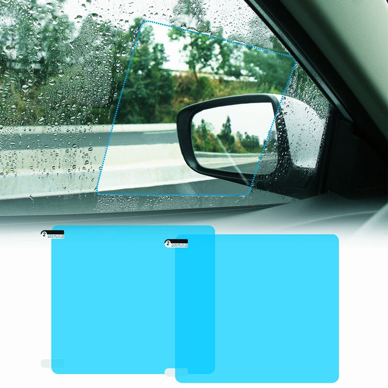 2 Pcs รถกันฝนฟิล์มรถกระจกมองหลังกระจก Rain Proof Anti Fog กันน้ำเมมเบรนฟิล์มรถสติกเกอร์รถอุปกรณ์เสริม