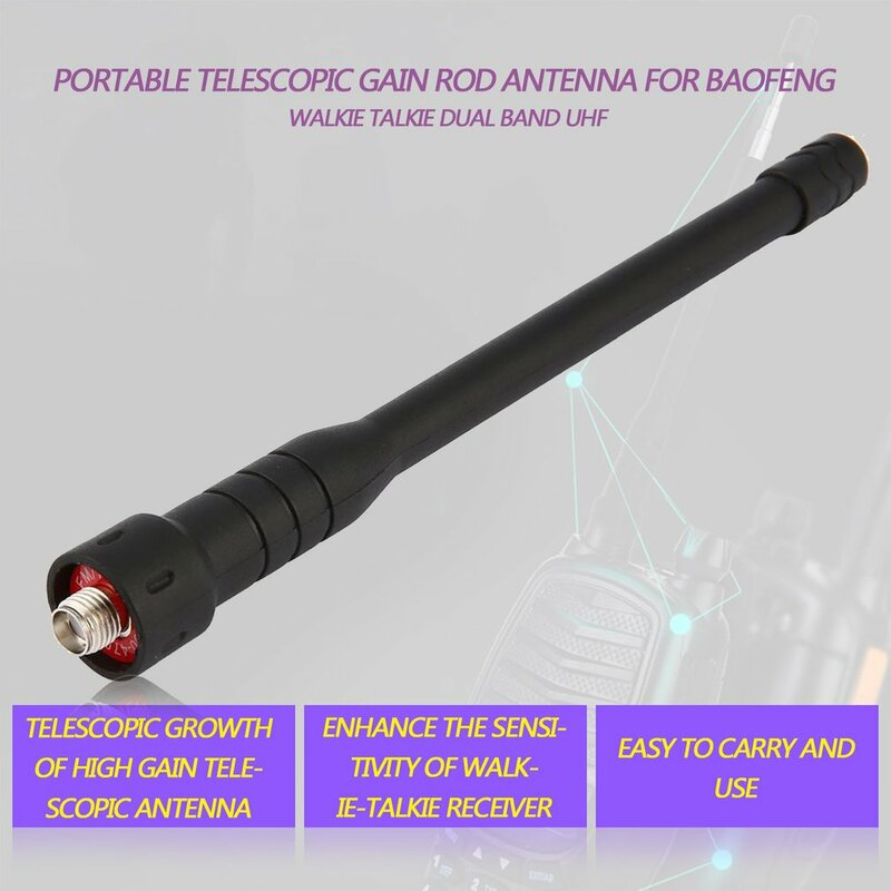 Rod telescopic gain Antenna for Baofeng walkie talkie Dual Band UHF for  Portable Radio UV-5R BF-888S UV-5RE UV-82 UV-3R