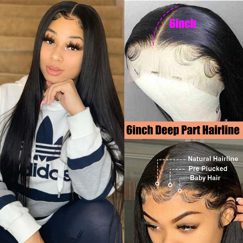 HD Lace Frontal Wig 13x6 13x4 Lace Front Human Hair Wigs Lemoda Remy Wig For Women 34 32 Inch Straight Transparent Lace Wig