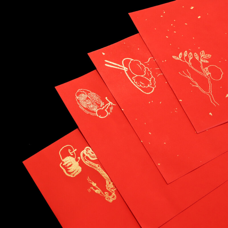 Couplets del Festival de Primavera chino, papel Xuan de 17x46cm, rojo, medio adulto, Rijstpapier, papel de caligrafía Batik rojo, 20 Uds.