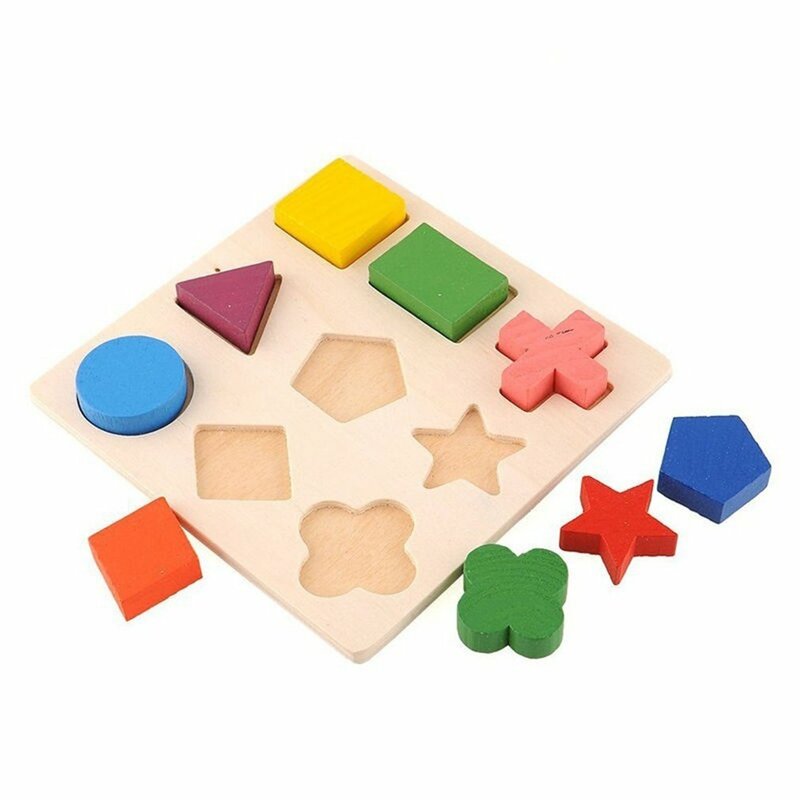 Formas geométricas de madeira Montessori Puzzle, brinquedo cognitivo infantil, aprendizagem pré-escolar precoce, brinquedo educativo para bebê