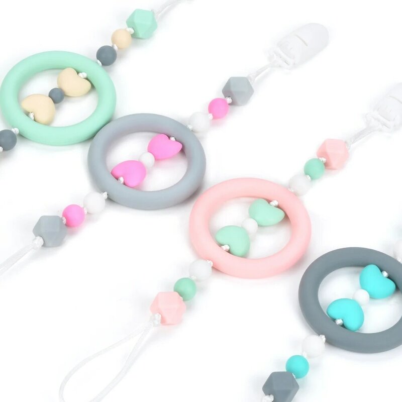LOFCA 10pcs Heart Shape Loose Silicone Beads Baby Teether Toy Soft Chew Teething BPA Free Teething Beads Charms Newborn Nursing