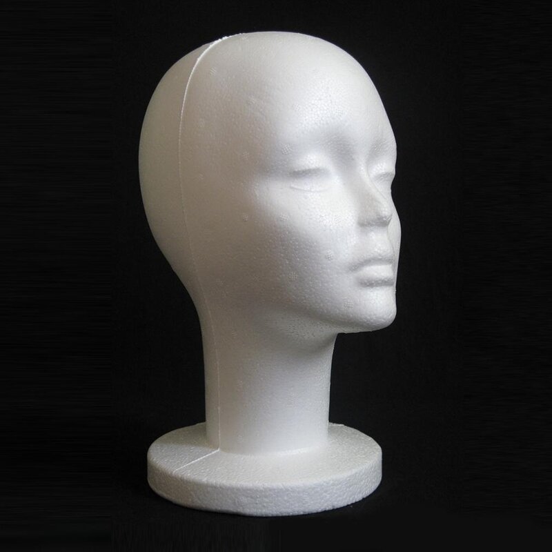 Mannequin en polystyrène pour femmes, 53x26CM, présentoir pour lunettes et chapeaux, modèles de tête populaires, supports de rangement pour perruques, blanc, 1 pièce