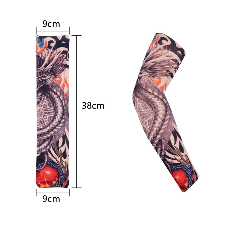 1Pcs Tattoo Printed Arm Cover Sun Protection Hand Long Cuff Cooling Sleeves Riding Sleeves Arm Protection Sleeves Glove