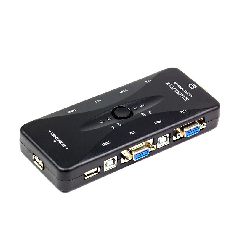 4 Cổng KVM Switch 4 Vào 1 Ra VGA USB Chuyển Đổi 4 Máy Tính Chia Sẻ Màn Hình Chuột Máy In Thiết Bị