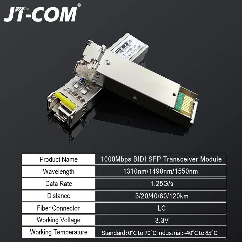 1Gb LC SFP Module Single Fiber Optikal Transceiver Gigabit Fiber Sfp Switch Module 3-80Km Kompatibel dengan Mikrotik/Cisco Switch
