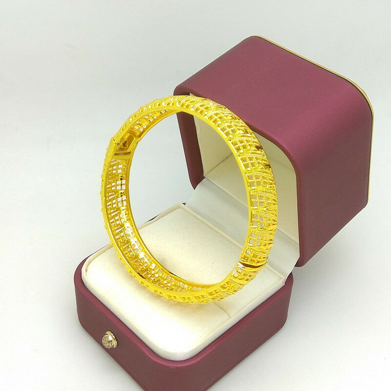 Gold Color cuff Bangle for Women Dubai Bride Wedding Ethiopian Bracelet Africa Bangle Jewelry Gold Charm Bracelet party gifts