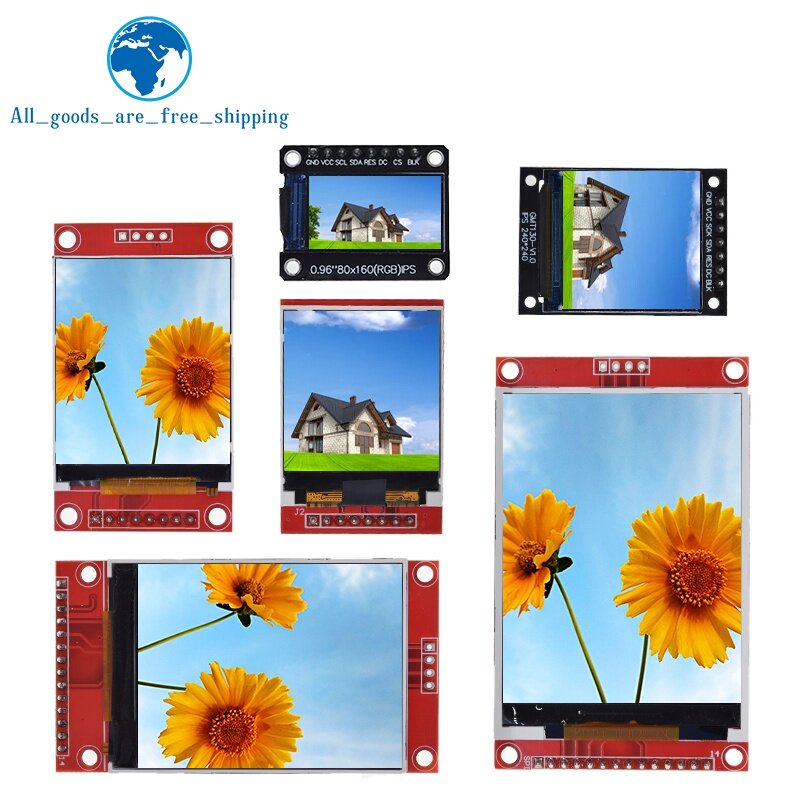 TZT-pantalla TFT a todo Color, módulo LCD, interfaz de controlador SPI para Arduino, 0,96/1,3/1,44/1,8/2,4 pulgadas, ILI9341