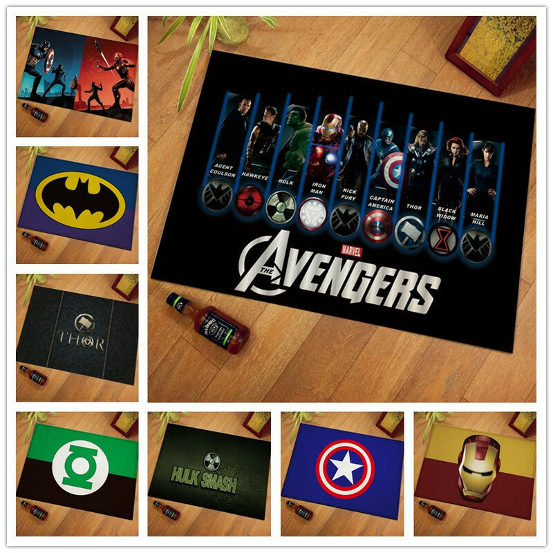 The Avenges Marvel Team Superhero Door mat Rug Captain America Carpet Floor Bedroom Doormat Non-slip Mat Cartoon Gift
