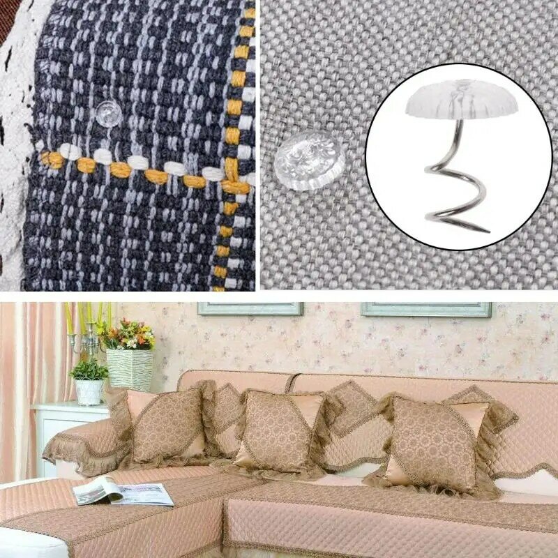MOGII 60pcs 클리어 헤드 트위스트 푸시 핀 투명 드로잉 핀 Diy Locating Sofa Thumbtacks for Upholstery Blankets Slipcovers