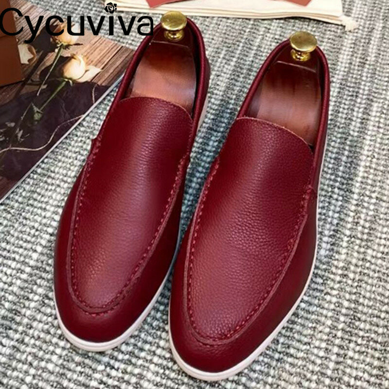 Summer Walk Leather Flat Loafers Men shoes Slip On Casual Mules Brand Men's Driving Shoes Comfortable Flat Shoes for Men 2021