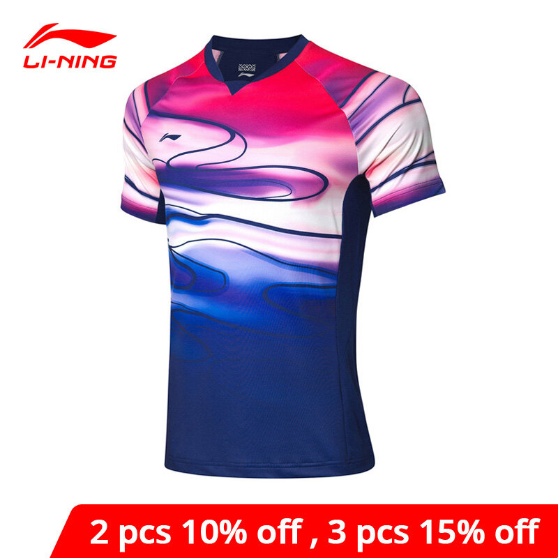 Li-Ning мужские футболки для бадминтона для фанатов сборной версия на сухой дышащей подкладке li ning Competition Tee AAYP071 MTS3084