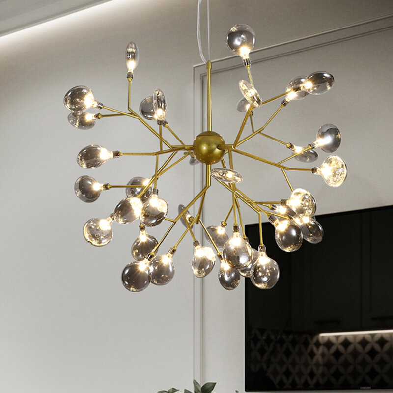 Plafonnier LED suspendu en forme de luciole, design moderne, éclairage d'intérieur, luminaire décoratif de plafond, idéal pour un salon, une chambre à coucher ou une cuisine
