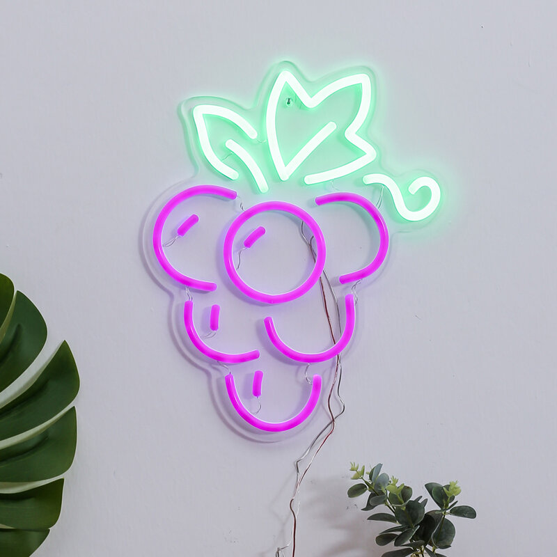 Uva Led insegna al Neon viola frutta cibo decorazione per pareti supermercato camera soggiorno camera da letto flessibile Neon striscia regalo per bambini