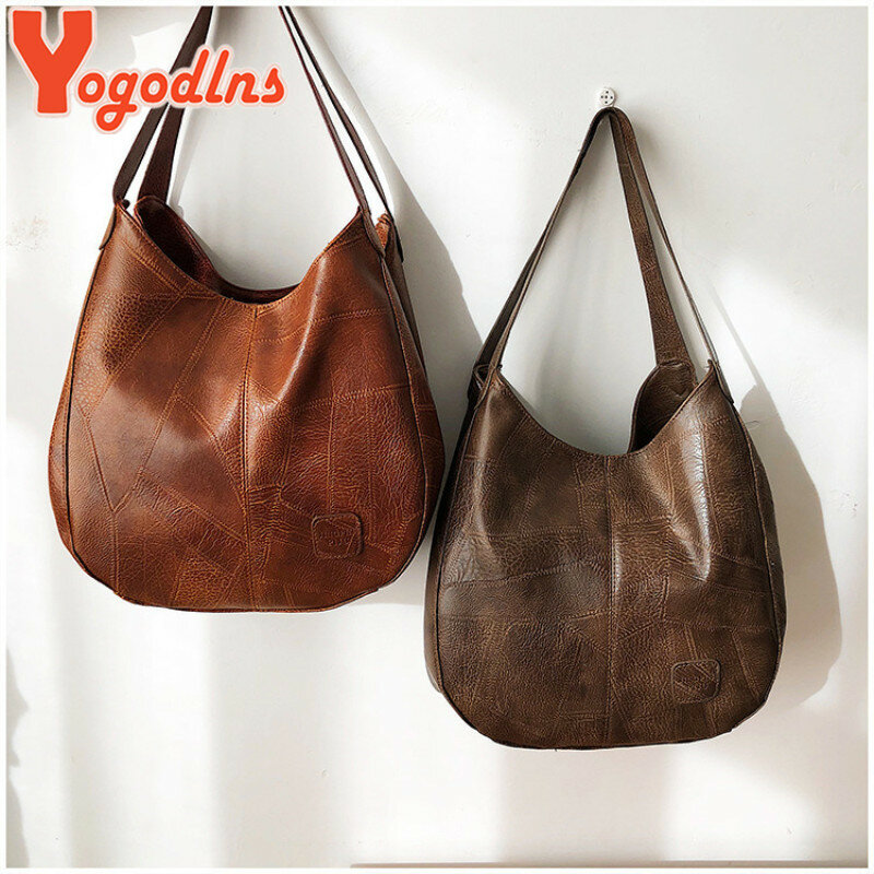 Yogodlns-女性のためのヴィンテージハンドバッグ,デザイナーハンドバッグ,高級ショルダーバッグ,ハンドル付きトップバッグ,ファッションブランド