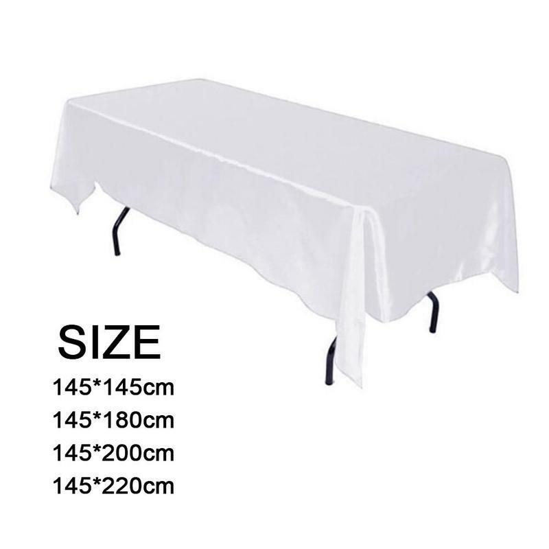1Pc White Tablecloth Hotel Banquet Wedding Party Pure Color Rectangle Glossy Tablecloth Dining Room Coffee Table Tablecloth