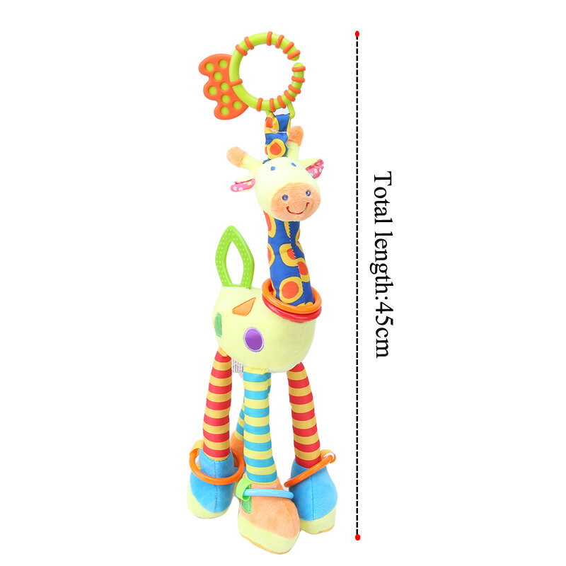 ตุ๊กตาทารกของเล่นพัฒนาการเด็กยีราฟสัตว์ Handbells เขย่าแล้วมีเสียงจับของเล่นรถเข็นเด็กแขวนยางกัดของเล่นเด็ก 0-12 เดือน