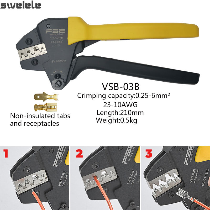 Wysokiej jakości szczypce do zaciskania VSB-03B 7 zestaw szczęk precyzyjne zaciskanie końcówek samonastawne połączenie narzędzi