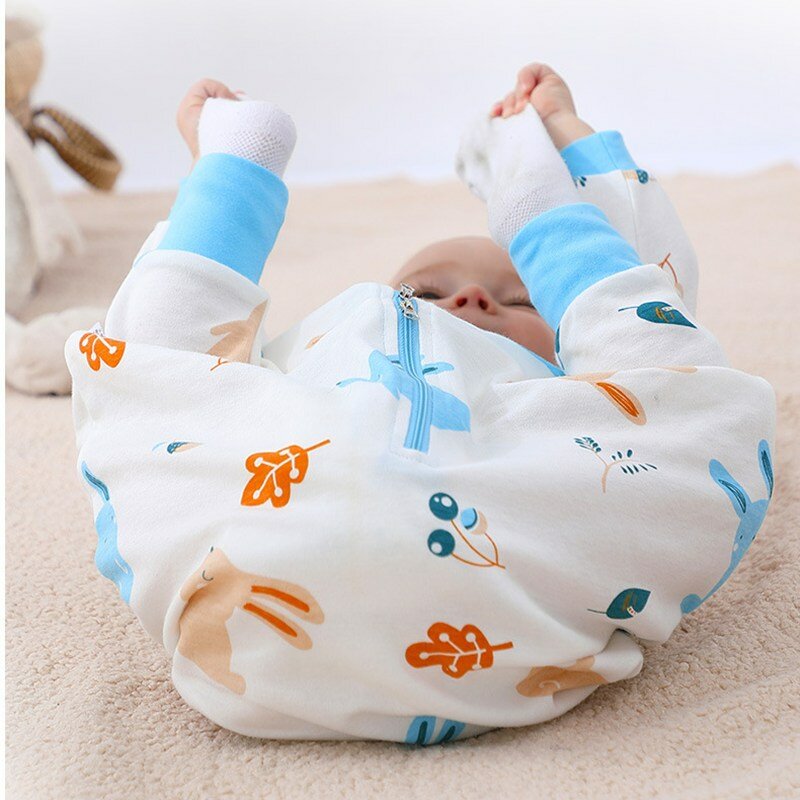 طفل كيس النوم القطن محبوك بأكمام طويلة ملابس الطفل منامة الوليد انقسام الساق الطفل الأطفال منامة 0-5 سنوات