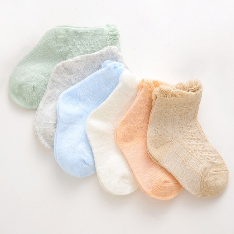 6 คู่/ล็อตใหม่ถุงเท้าเด็กแรกเกิดถุงเท้าเด็กหญิงบางถุงเท้าเด็ก