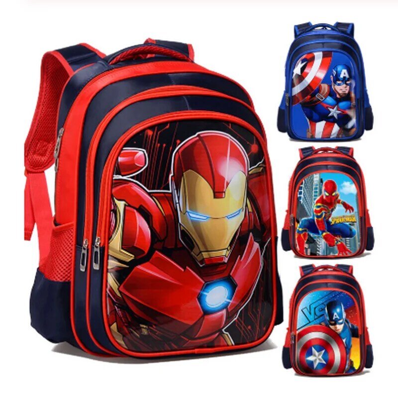 3D Hombre de Hierro de dibujos animados Capitán América chico chica niños niño guardería bolsa de la escuela mochilas para adolescentes estudiantes mochilas