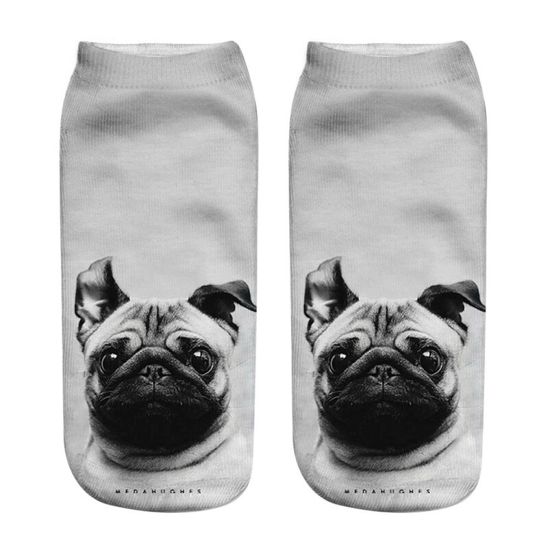 Chaussettes courtes unisexes drôles populaires chaussettes de cheville imprimées par chien 3D chaussettes décontractées