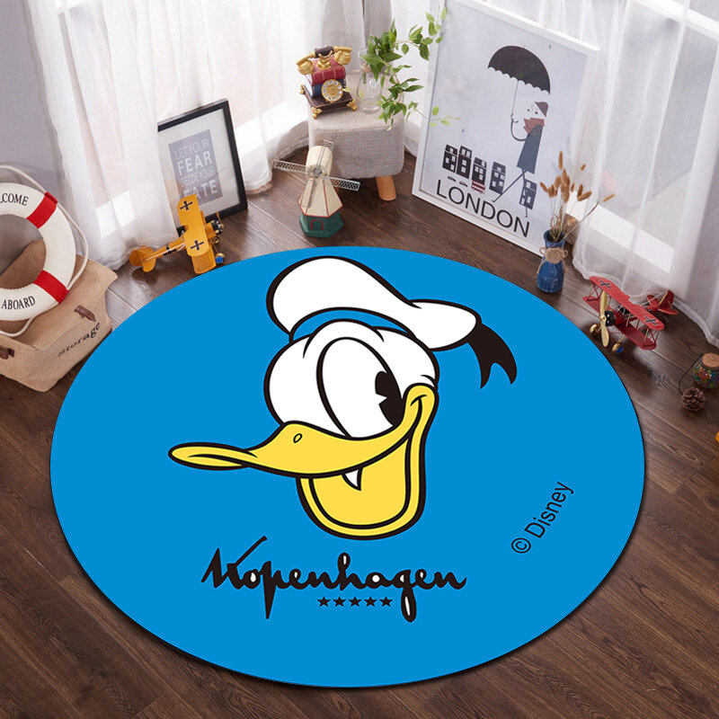 Cartoon Cute Floor Mat 100x100cm Baby Play Mat  Round Carpet Flannel Printed Area Rug for Boys Bedroom Home Decorative