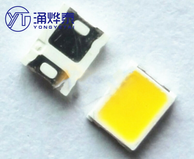 Yyt 100 peças adesivo led 0.1w smd2835 adesivo positivo branco quente 9-10lm2835 fonte de iluminação de contas da lâmpada