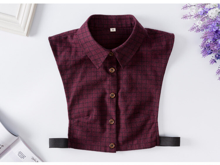 Cuello falso de camisa coreano a cuadros para hombre y mujer, Collar falso que combina con todo, cuello de suéter falso, Collar ornamental