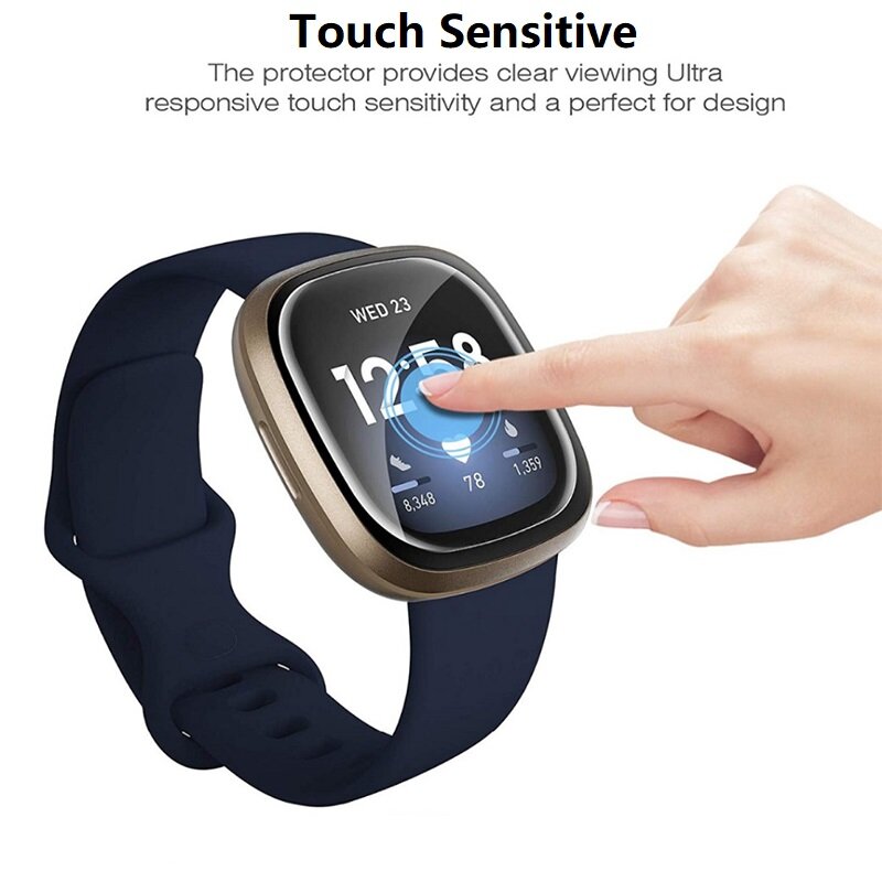 ScreenTPU Clear Protective Film For Fitbit Versa 3 2 & Sense Smartwatch Ultra-thin Full Cover Hydrogel clear Protector Film