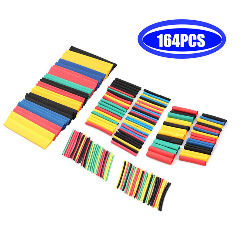 164pcs/Set Wire Heat shrink tube kit Insulation Sleeving Polyolefin Shrinking Assorted Heat Shrink Tubing Wire Cable