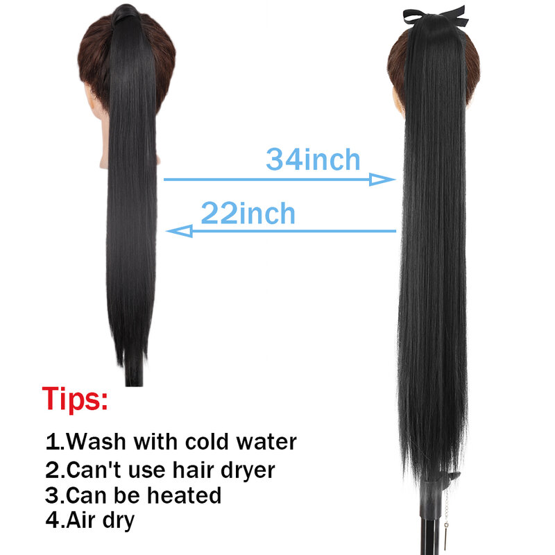 MERISIHAIR 55 85cm Synthetic Ponytail Long Straight Wine Red Blonde Pony Tail Hair Extensions Heat Resistant Horsetail Hairpiece