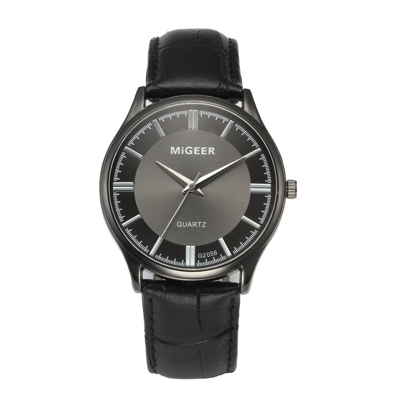 Reloj de pulsera para hombre con diseño Retro, banda de cuero, aleación analógica, cuarzo zegarek meski heren horloge zwarra zilver erkek kol saati
