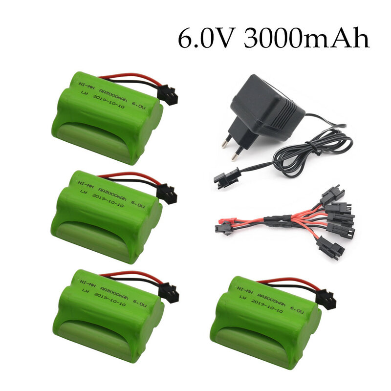 6v 3000mAh Battery and Charger For RC Cars Robots Tanks Gun Boats 6v NiMH Battery Aa 2400mah 6v Rechargeable Battery Pack