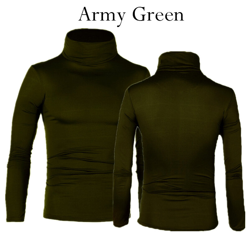 Herbst Männer Thermische Lange Hülse Rolle T-Shirt Rollkragen für Männer Einfarbig Dünne Elastische Dünne Pullover Männer Stricken Pullover top