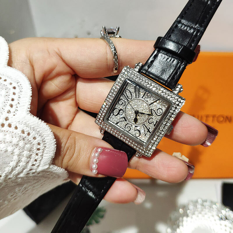 Женские кварцевые часы с квадратными кристаллами, модные роскошные женские часы от лучшего бренда Стразы, оригинальные брендовые наручные часы для женщин