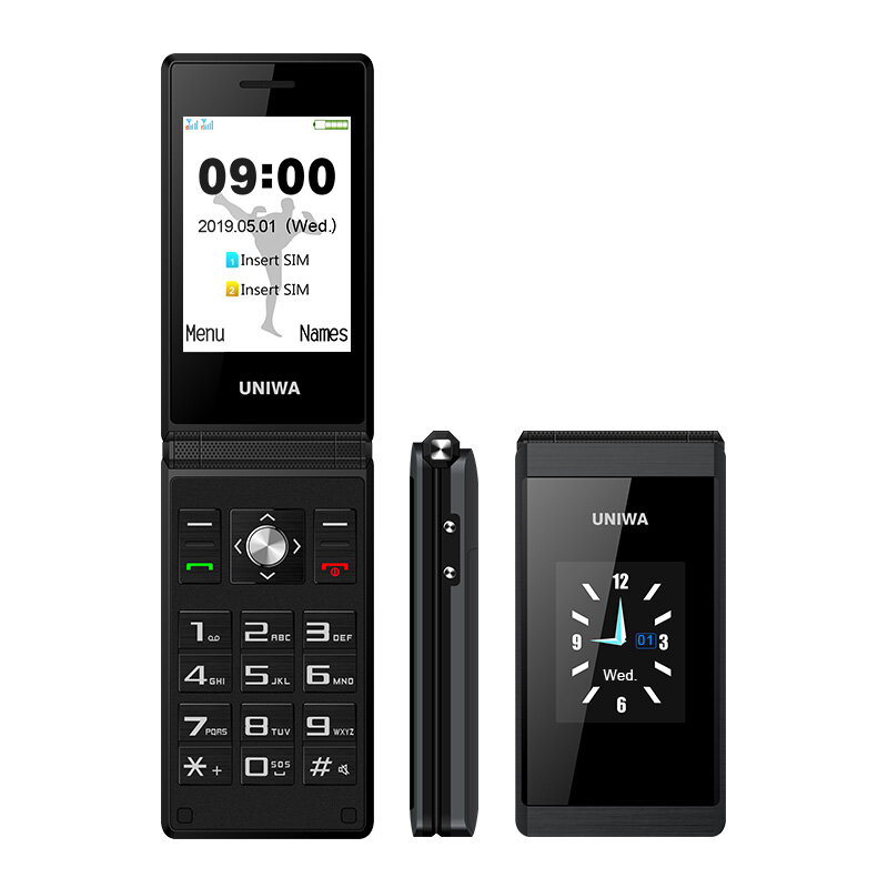 UNIWA-Flip Mobile Phone, Botão Grande, Dual SIM, FM, Russo, Teclado Hebraico, Escrita à Mão SOS Phone, 1200mAh, GSM, X28, 10CP