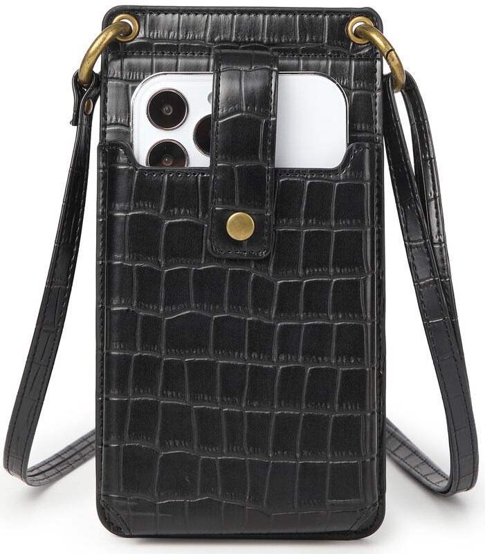 Trendy Phone Case Wallet Crossbody Purse Card Slots Holder Mirror Zipper Pocket Detachable Strap Women's Shoulder Bag