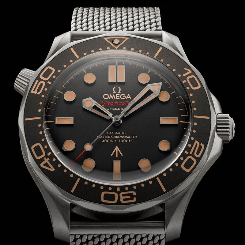 Omega-Lujo marca cerámica bisel hombres mecánico 007 movimiento automático hombres reloj diseñador relojes de pulsera 41412