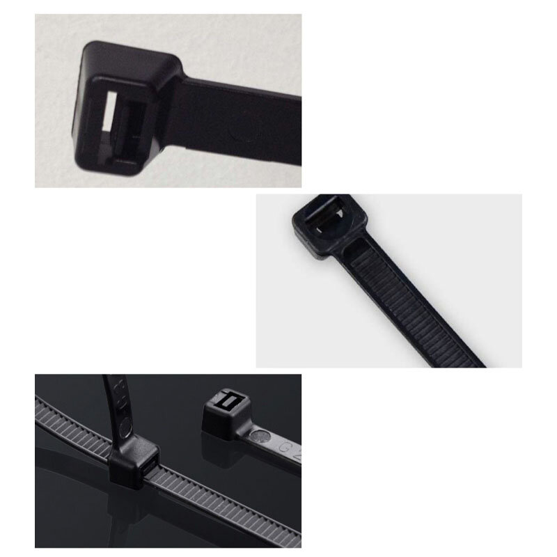 Самоблокирующиеся пластиковые нейлоновые кабельные стяжки 100 шт., черные 5x300, кабельные стяжки, крепежные кольца 3x200, набор промышленных кабельных стяжек
