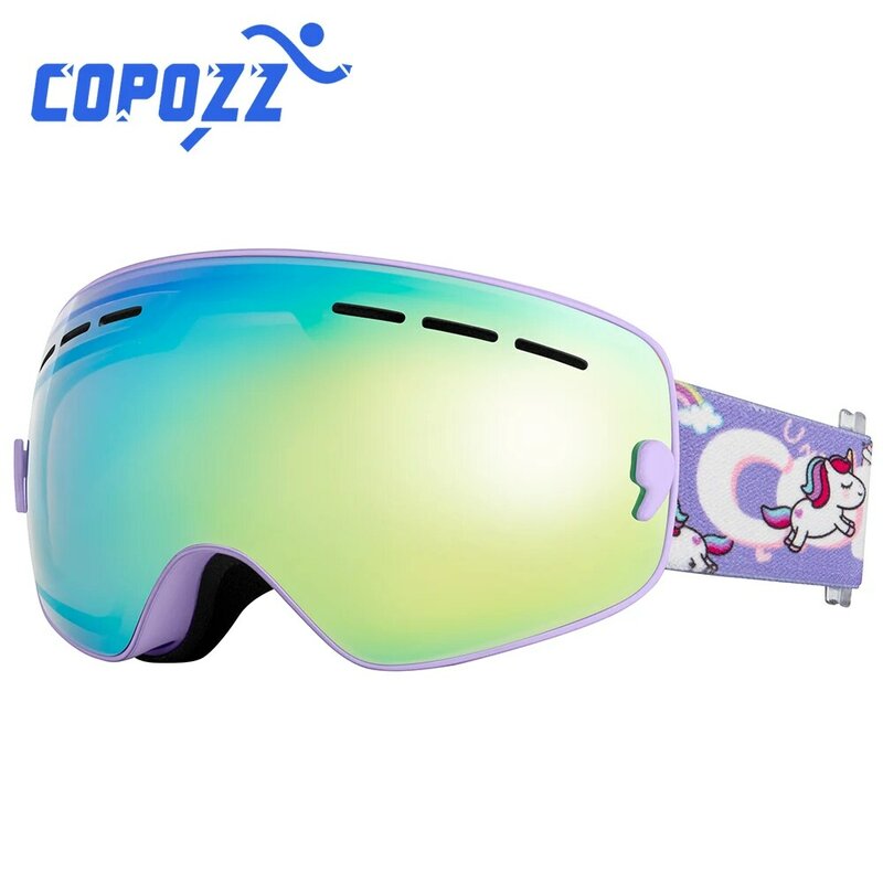 COPOZZ marka dzieci gogle narciarskie 4-15 lat profesjonalne Anti-fog dziecko gogle snowboardowe podwójne UV400 dzieci maska narciarska okulary