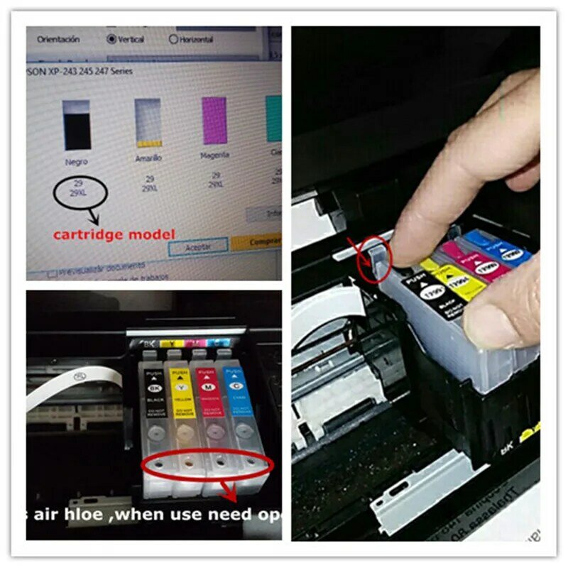 Kit de cartuchos e tintas para recarga em impressoras epson, chip arco, 502xl 502