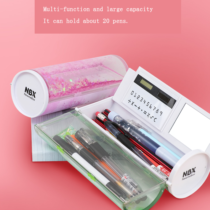 NBX Whiteboard Eraser Transparent Standing Anime Pencil Pen Case Kawaii Stationery Pencilcase School Supplies for Girls Boy 2021