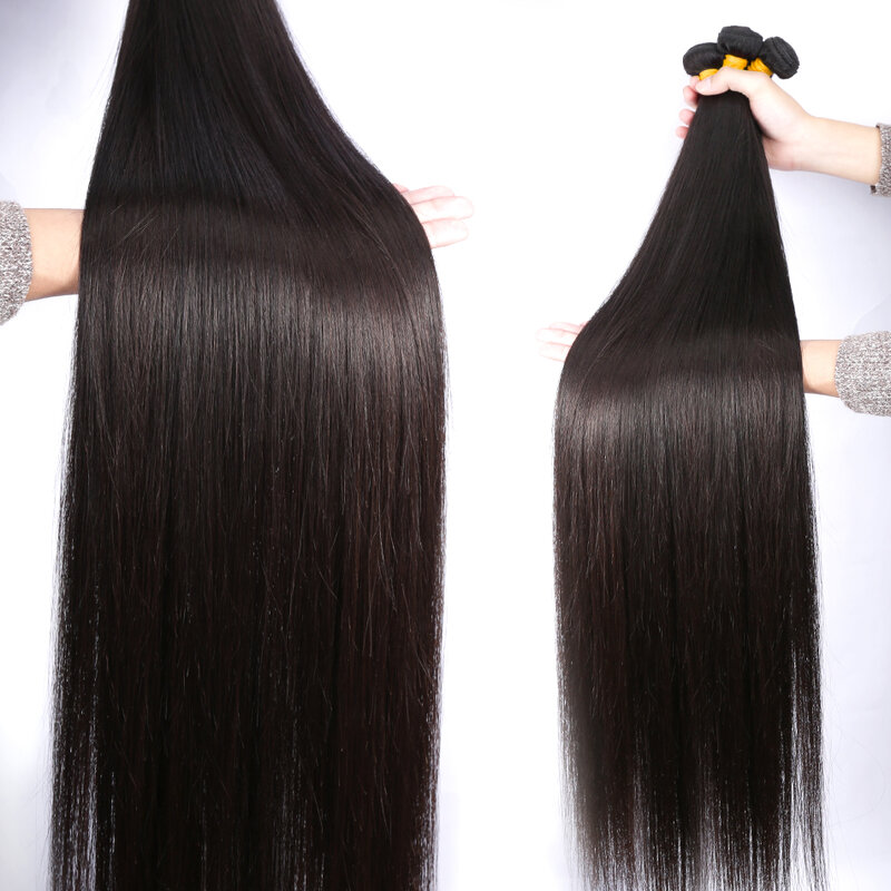 36 38 40 Cal proste włosy ludzkie wiązki brazylijski ludzkie włosy splot wiązki 3/4 sztuka człowieka wiązki włosów doczepy z włosów typu Remy