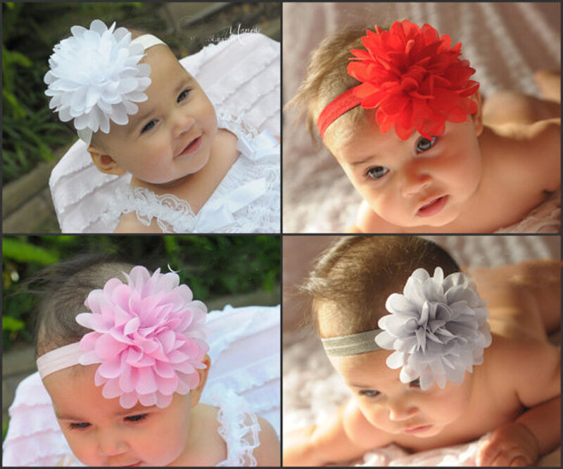 30pcs meninas headbands chiffon flor arcos soft strecth bandas acessórios de cabelo para recém-nascidos bebês crianças e crianças