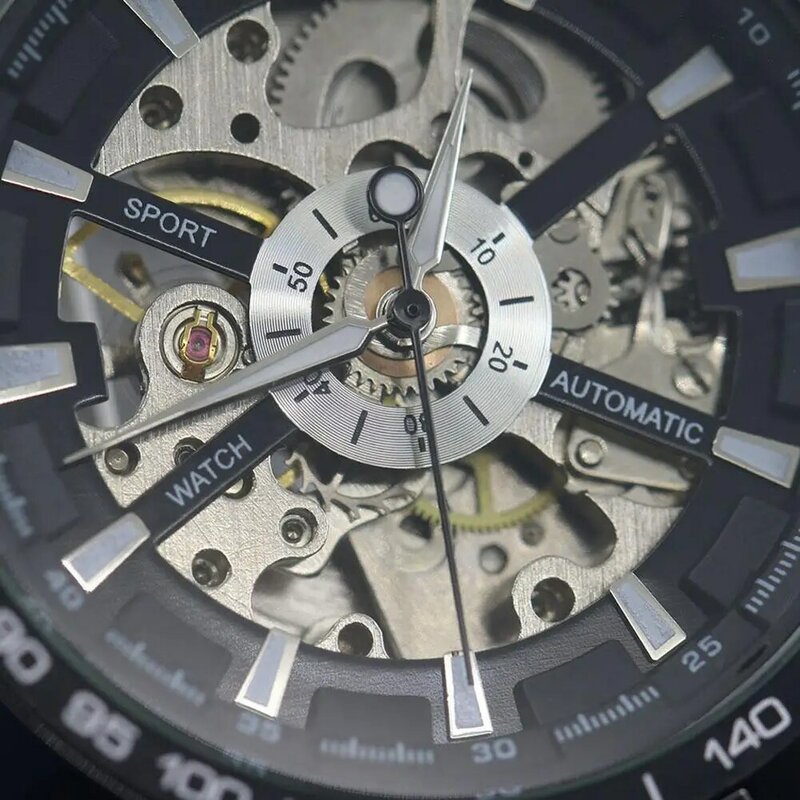 Reloj de pulsera mecánico automático de acero inoxidable para hombre, esfera de esqueleto hueco, gran oferta