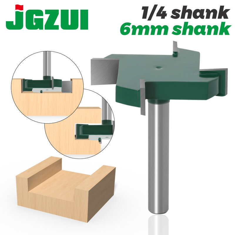 1/4 "6Mm Shank 4 Tepi Tipe T Slotting Cutter Woodworking Alat Router Bits untuk Kayu Kelas Industri Penggilingan cutter Slotting